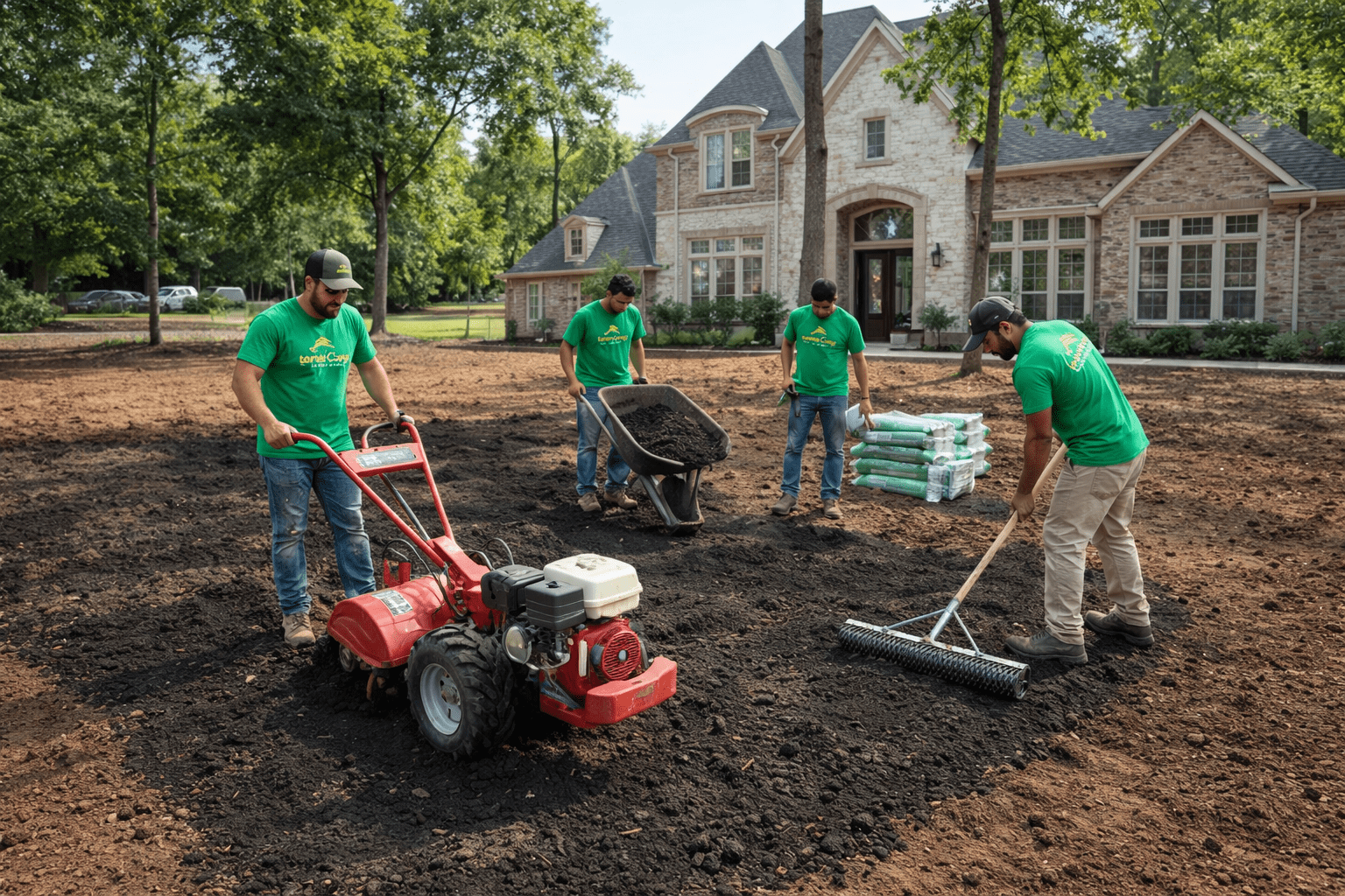 Fresh sod lawn installation process