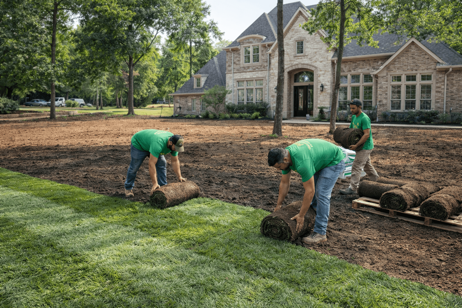 Lawn turf installation finishing work