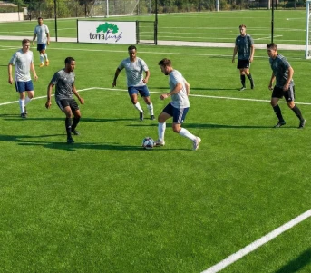 Commercial artificial turf sports field