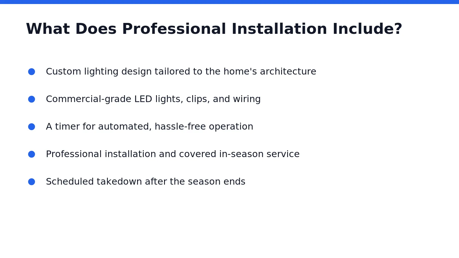 A property-specific proposal for Professional Vacation Lighting Installation Frisco covers far more than hanging